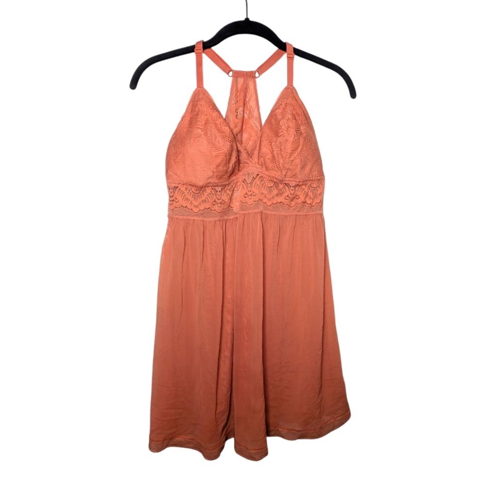Women's NWOT Auden Salmon Pink Lace Chemise Babydoll, Large